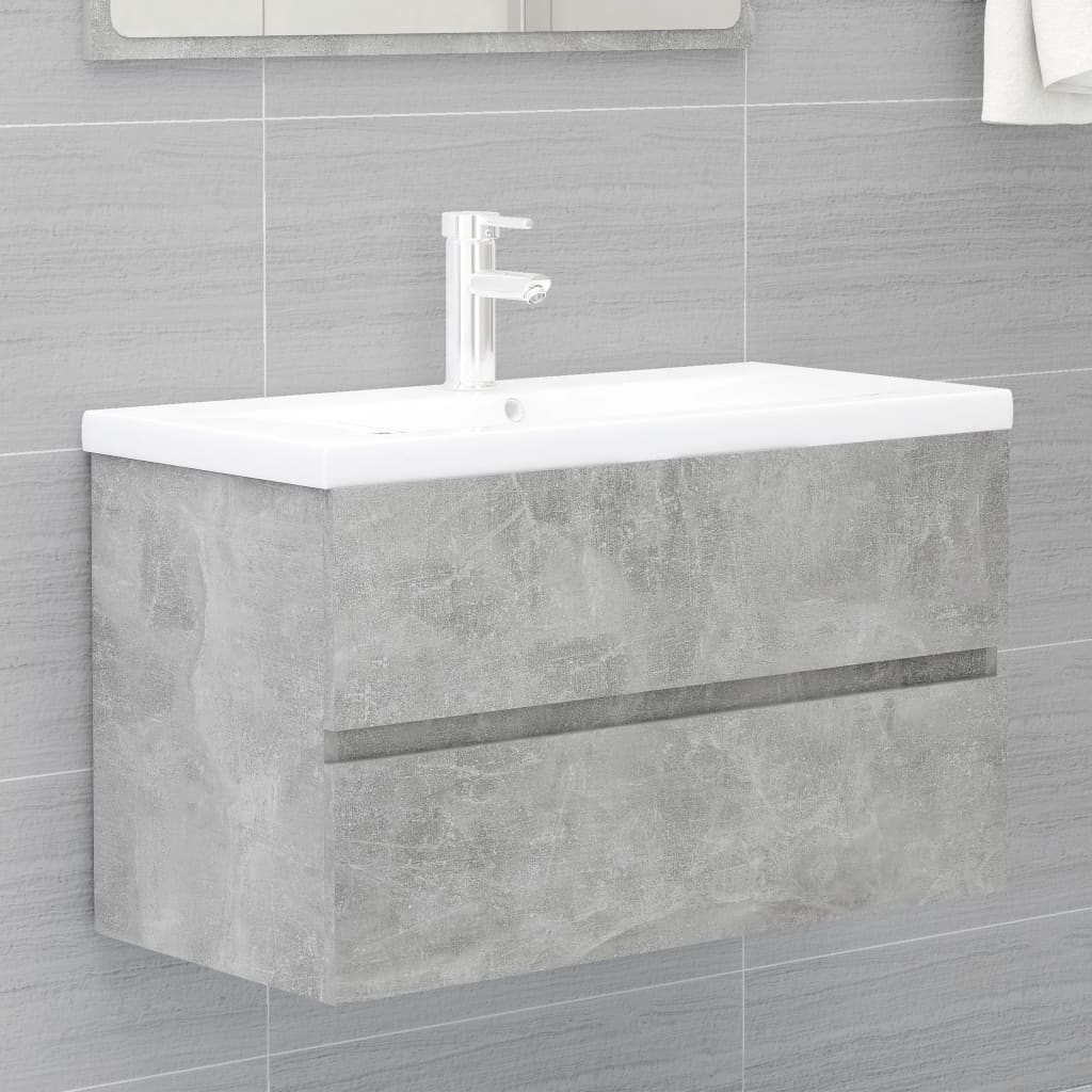 betonszürke szerelt fa mosdószekrény 80 x 38,5 x 45 cm