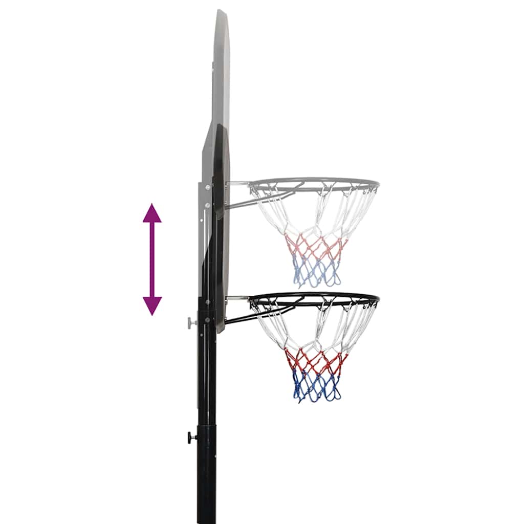 fekete polietilén kosárlabda állvány 258-363 cm