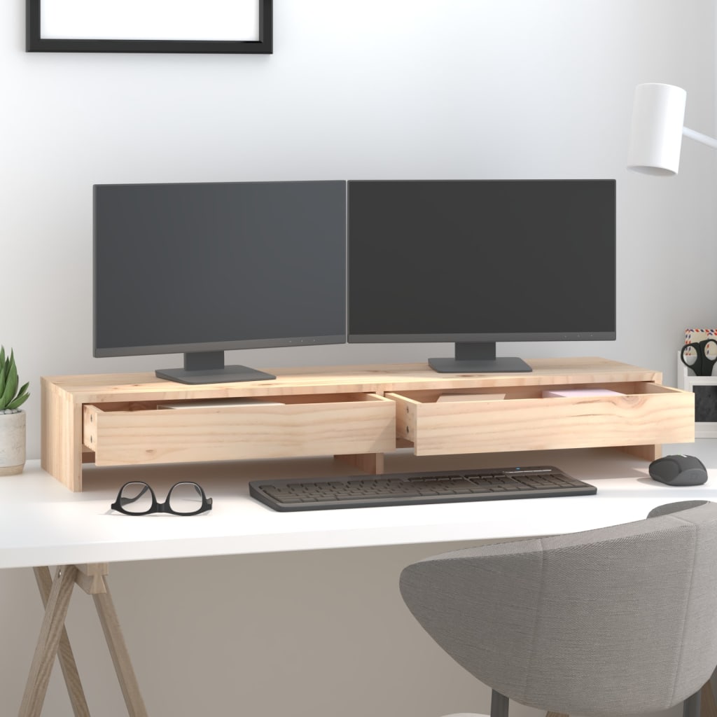 tömör fenyőfa monitorállvány 100x27x15 cm