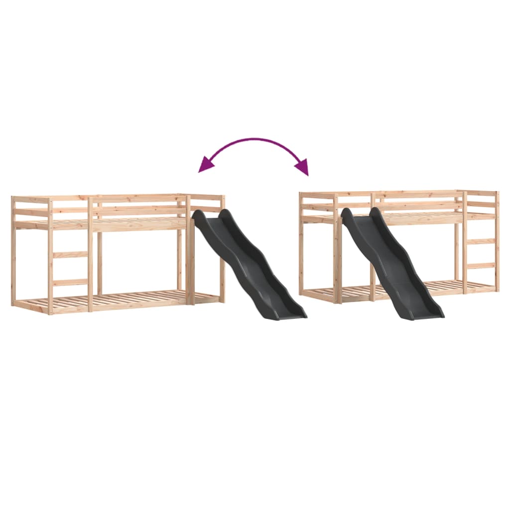 tömör fenyőfa emeletes ágy csúszdával és létrával 90 x 200 cm