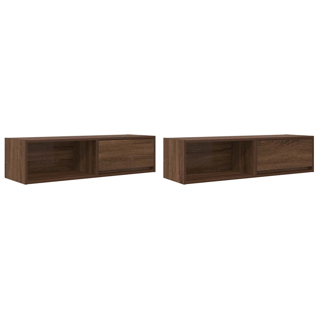 2 db barna tölgy színű szerelt fa TV-szekrény 100x31x25,5cm