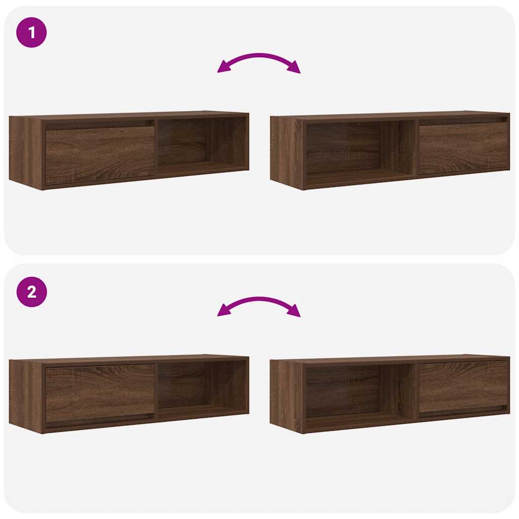 2 db barna tölgy színű szerelt fa TV-szekrény 100x31x25,5cm