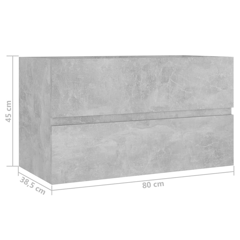 betonszürke szerelt fa mosdószekrény 80 x 38,5 x 45 cm