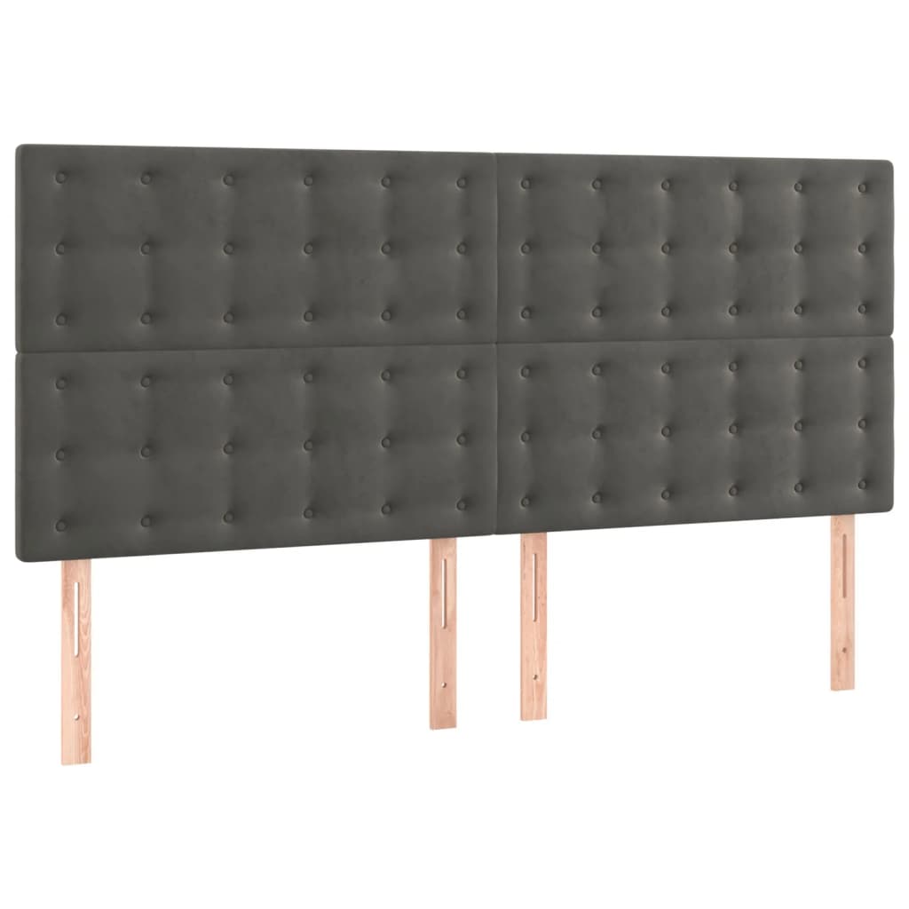 sötétszürke bársony rugós ágy matraccal 180x200 cm