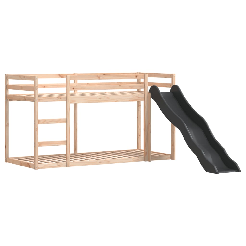 tömör fenyőfa emeletes ágy csúszdával és létrával 90 x 200 cm