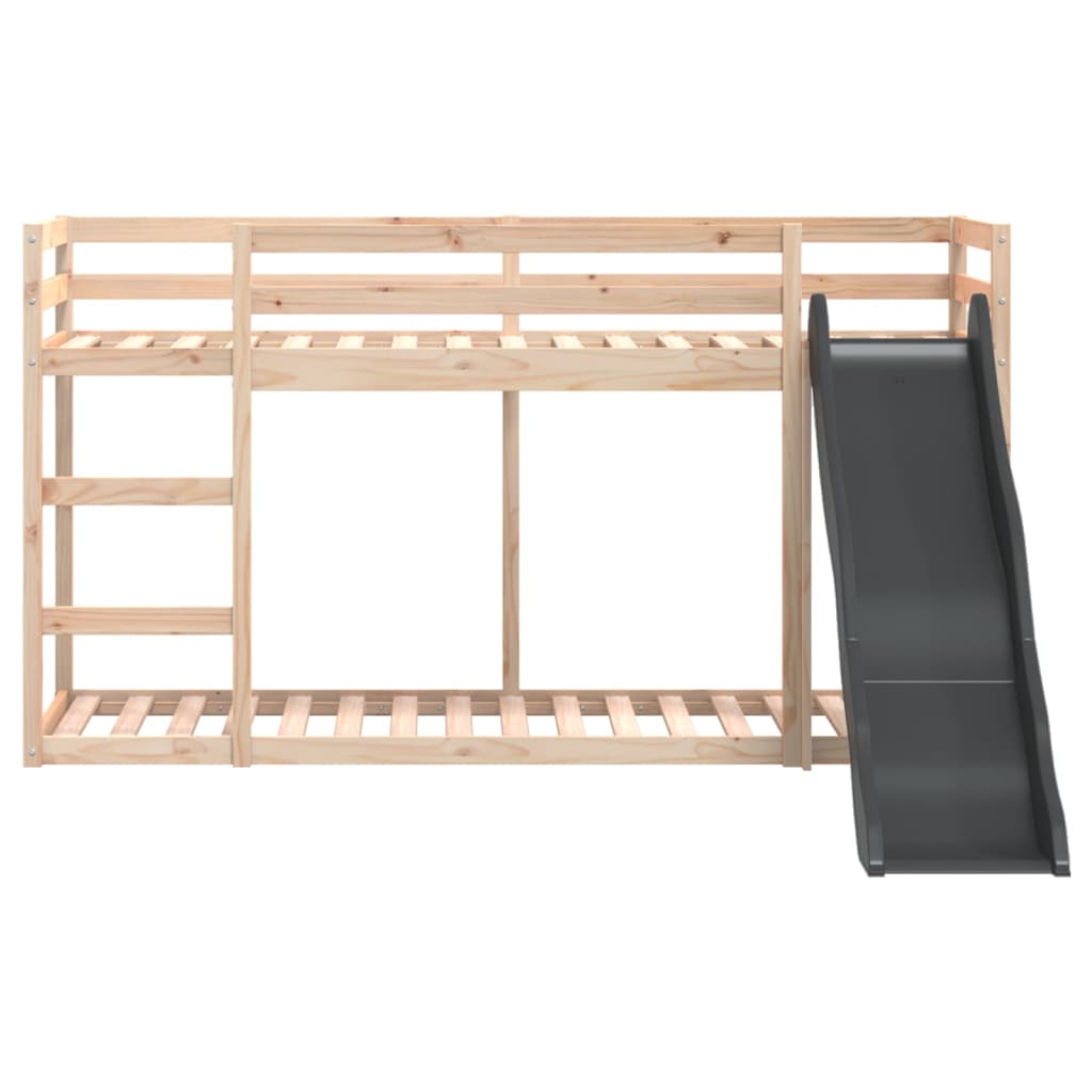 tömör fenyőfa emeletes ágy csúszdával és létrával 90 x 200 cm