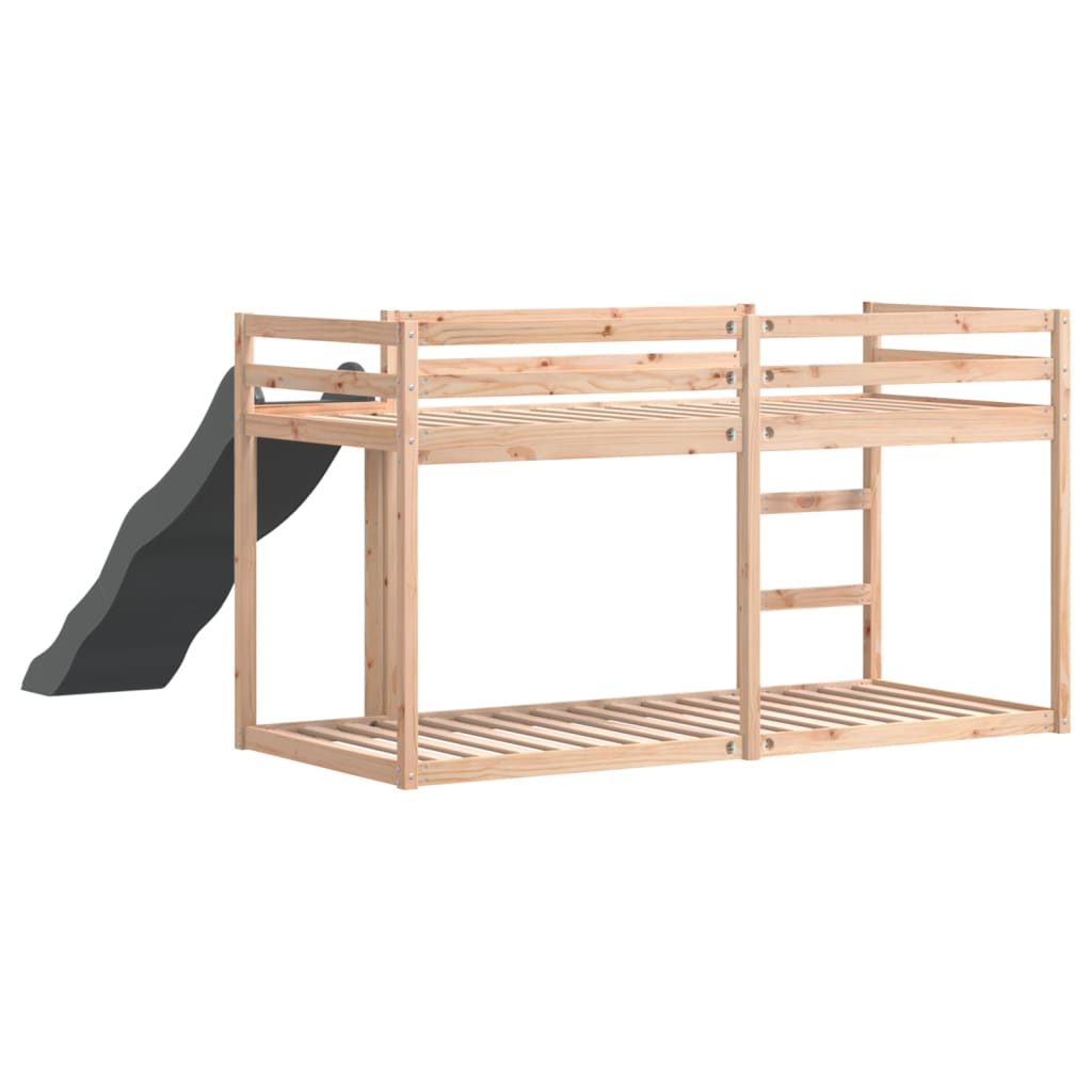 tömör fenyőfa emeletes ágy csúszdával és létrával 90 x 200 cm