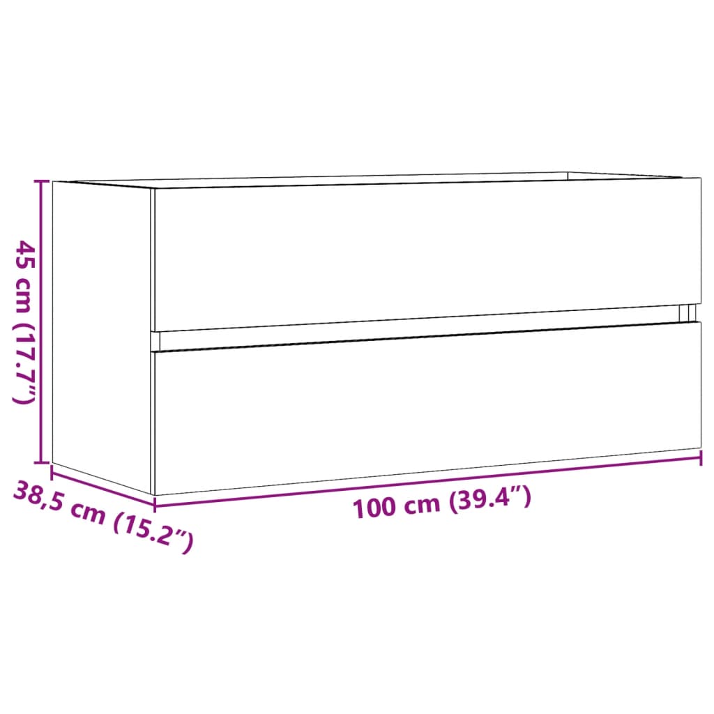 betonszürke szerelt fa mosdószekrény 100 x 38,5 x 45 cm