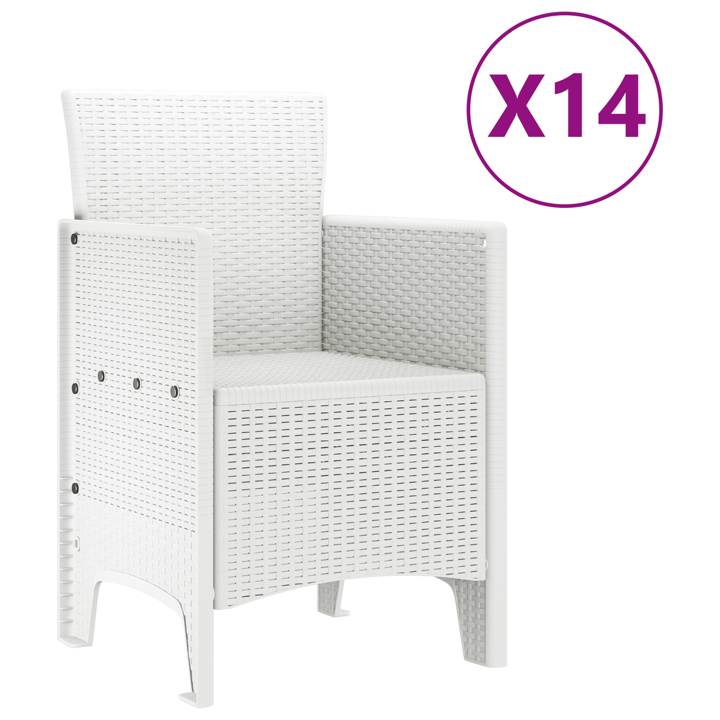 15 darabos Kert Étkező Szett Fehér Poli Rattan