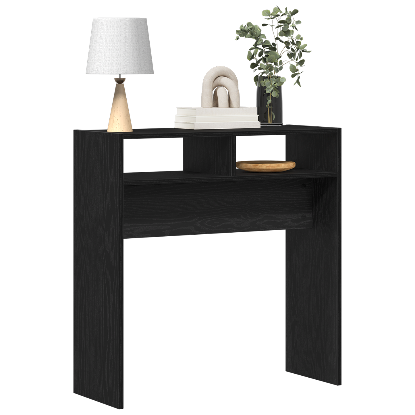 fekete tölgy konzolasztal - 78x30x80 cm - Műanyagfából készült