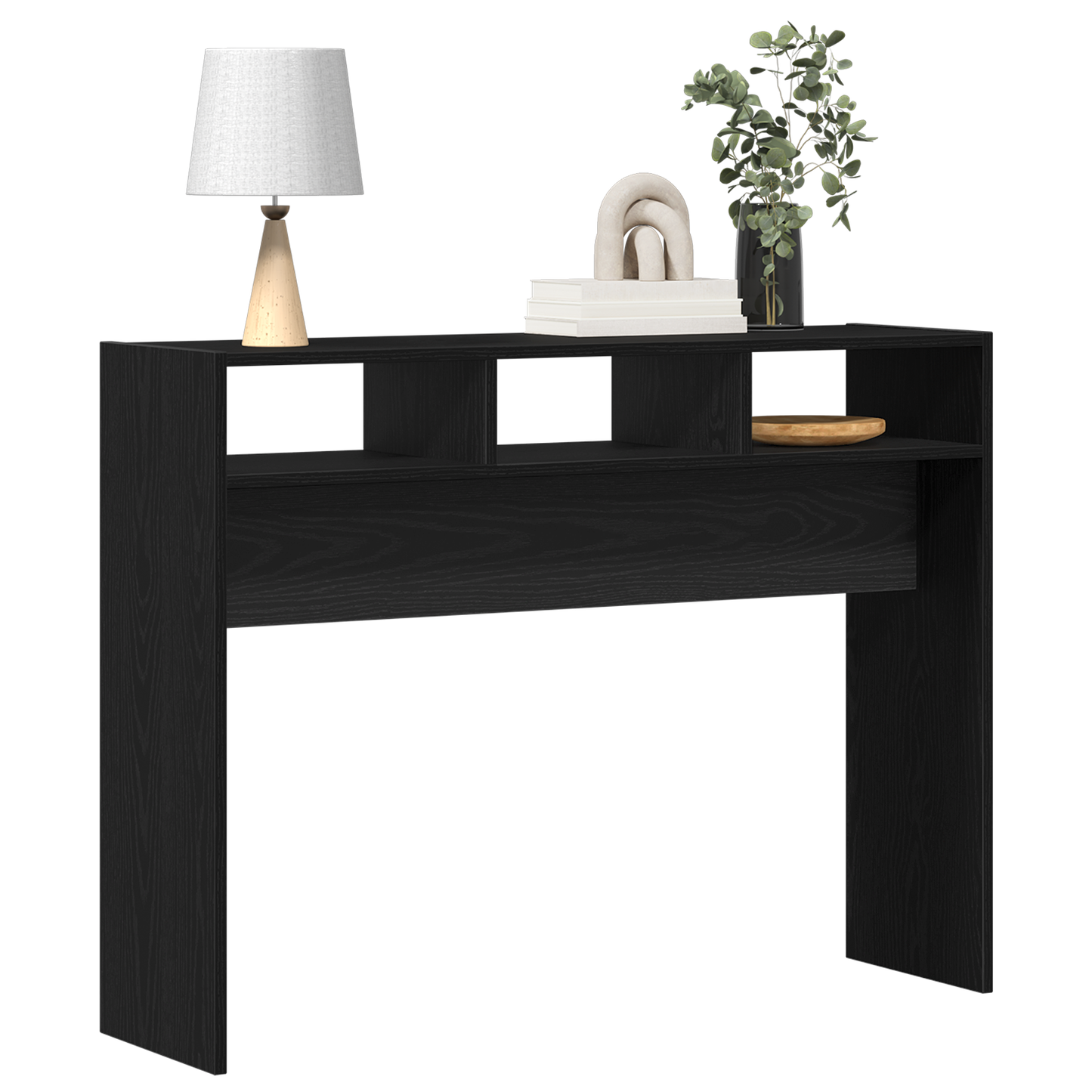 Fekete Tölgy Konzolasztal 105x30x80 cm Műanyag