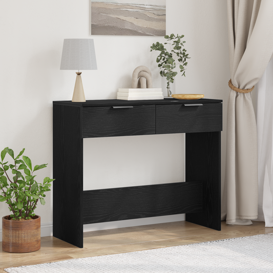 KonzolAsztal Fekete Tölgy 90x36x75 cm Mérnöki Fa