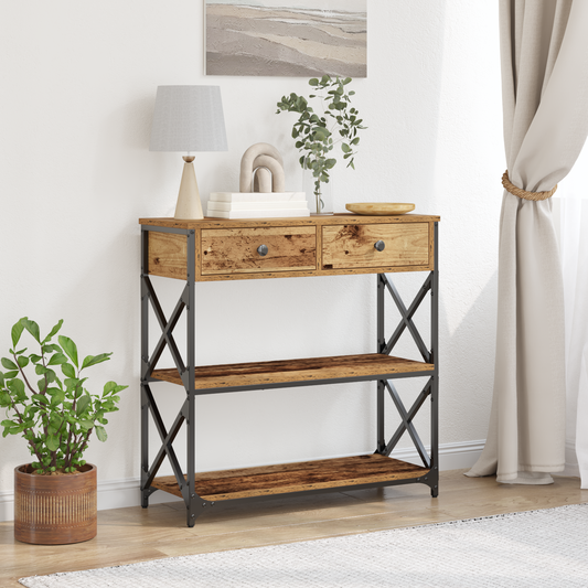 Konferenciaasztal Régi Fa 75x28x75 cm Műgyanta és Acél
